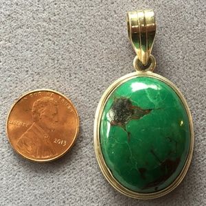 TURQUOISE & STERLING SILVER Oval Pendant 13.69 Gr